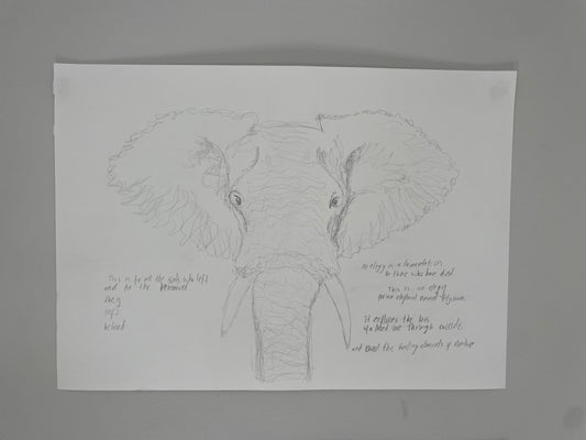 Front facing opening elephant with text